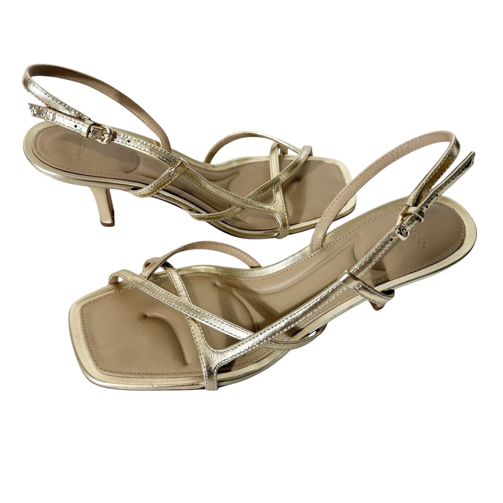 Vince Lilian Womens Leather Minimalist Champagne Gold Slingback Sandal Size 8 - Picture 2 of 7